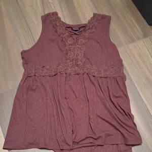 Torrid Pink Sleeveless Ruffled Bib Collar Tank Top